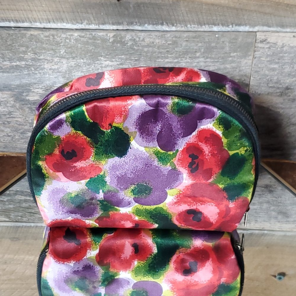 Celebrity Inc. New York NY - Floral Satin Cosmetic Clutch - Vintage 1960's. - Picture 6 of 8